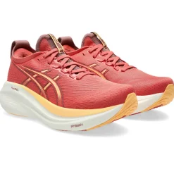 Asics Løbesko|Løbesko-Gel-Nimbus 27 Løbesko Dame  Dark Pink Clay / Orange Glow