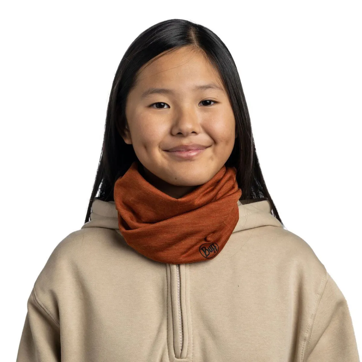 Buff Vintertøj|Vintertøj-Merino Lightweight Junior Halsedisse Børn Solid Cinnamon