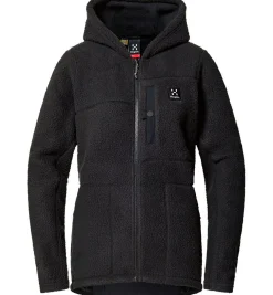 Haglöfs Outdoortøj|Beklædning-Malung Pile Hood Fleecetrøje Dame, Sort
