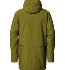 Haglöfs Vintertøj|Vintertøj-Salix Proof Mimic Parka Herre Oliven grønVægt: 954 gramMateriale: 100% genanvendt PROOF™ (Bluesign® -godkendt)Haglöfs Salix Proof Mimic Parka er en funktionel og bæredygtig vinterjakke, designet til at modstå selv de koldeste og mest våde vejrforhold. Parkaen er fremstillet med Haglöfs' PROOF™-teknologi, som gør jakken fuldt vandtæt og åndbar, så du kan forblive tør og komfortabel hele dagen.Jakken er foret med Mimic-materiale, der imiterer dun og giver en varm, letvægtsisolering – perfekt til kolde vinterdage. Den justerbare hætte, de praktiske lommer og de forstærkede skuldre giver ekstra funktionalitet og holdbarhed. Med et klassisk, stilfuldt design og bæredygtige materialer er Salix Proof Mimic Parka det ideelle valg til både byliv og friluftsliv, for dem der søger komfort og beskyttelse uden at gå på kompromis med miljøet.Detaljer:- 2 lags PROOF™ membran (Vind- og vandtæt)- Vandtæthed: vandsøjleværdi 10.000 mm- Åndbarhed: 10.000 g/m2/24 timer- Isoleret med Mimic SILVER pladeisolering - 2 forlommer og 1 indvendig lomme- Justerbar hætte- Justerbare ærmekanter- Reflekslogo ved lænden Detaljer