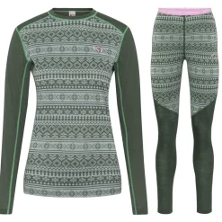 Kari traa Skitøj|Vintertøj-Mina Merinould Skiundertøjssæt Dame, Thyme