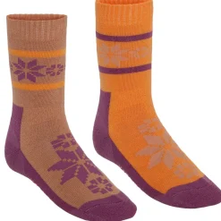 Kari traa Vintertøj-Rusa Strømper - 2 Pak  Light Orange i 2 kontrastfarver