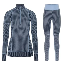 Kari traa Vintertøj|Skitøj-Smekker H/Z Merinould Skiundertøjssæt Dame, iris Iris