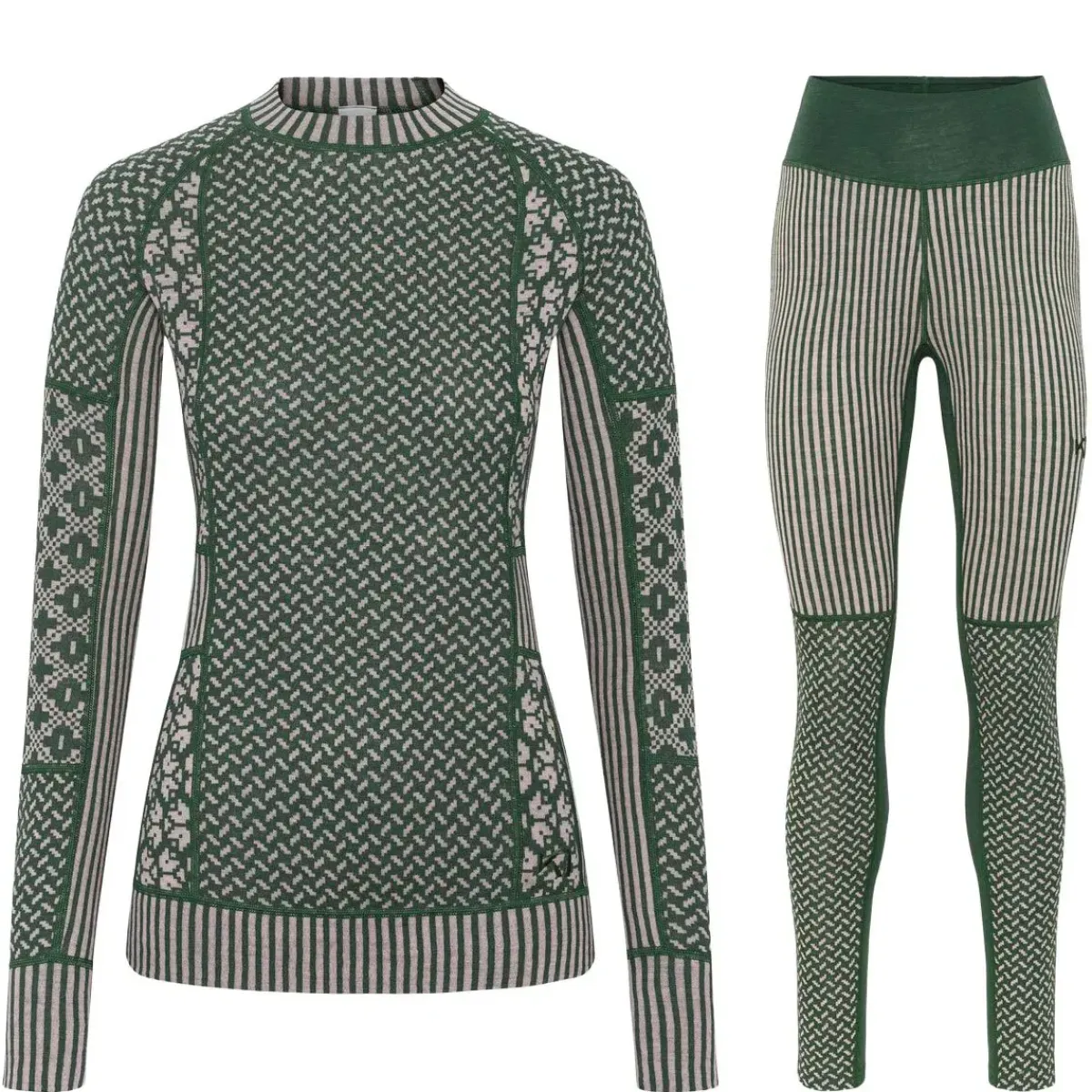 Kari traa Vintertøj|Skitøj-Smekker Merinould Skiundertøjssæt Dame, thyme Thyme