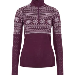 Kari traa Skitøj|Vintertøj-Vilma H/Z Merinould Skiundertrøje Dame, wine  Wine