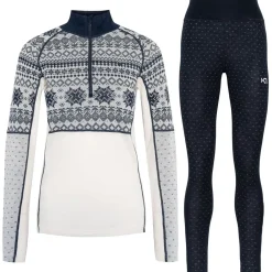 Kari traa Vintertøj|Skitøj-Vilma H/Z Merinould Skiundertøjssæt Dame, nwhite Nwhite / Royal