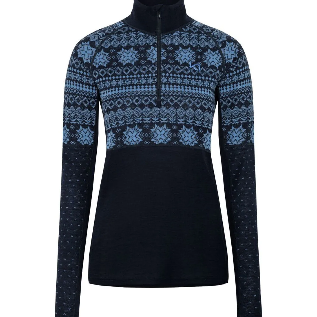 Kari traa Skitøj|Vintertøj-Vilma H/Z Merinould Skiundertrøje Dame, sea Sea