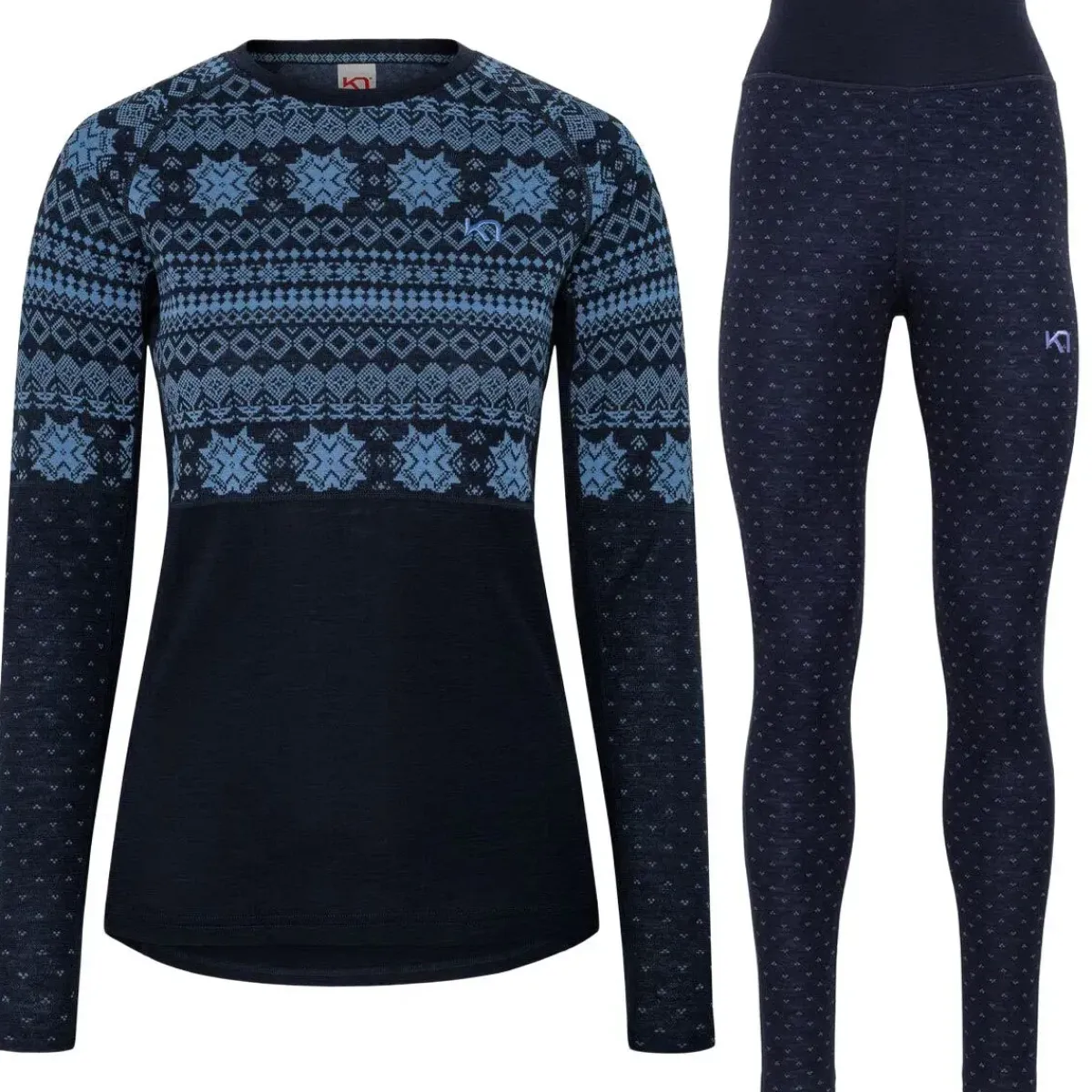 Kari traa Vintertøj|Skitøj-Vilma Merinould Skiundertøjssæt Dame, sea Sea