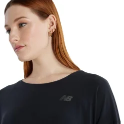 New Balance Løbetøj|Træningstøj-Drapey Jersey Long Sleeve T-Shirt Dame  Black