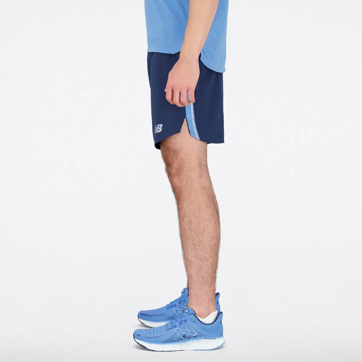 New Balance Løbetøj|Træningstøj-Graphic Impact Run 7-Inch Shorts Herre Navy Multi