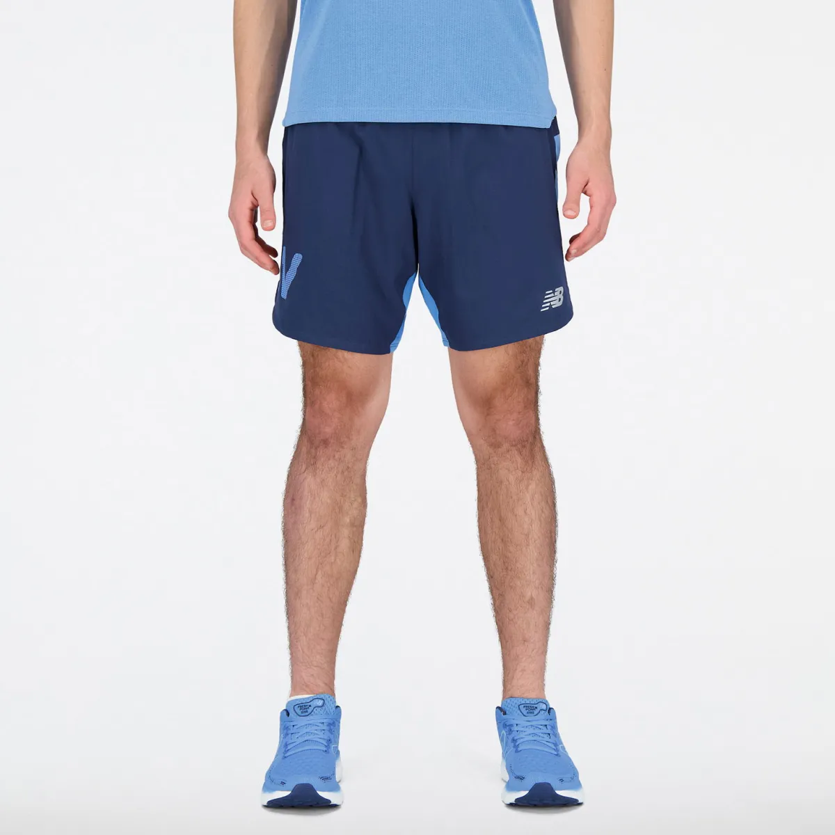 New Balance Løbetøj|Træningstøj-Graphic Impact Run 7-Inch Shorts Herre Navy Multi