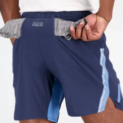 New Balance Løbetøj|Træningstøj-Graphic Impact Run 7-Inch Shorts Herre Navy Multi