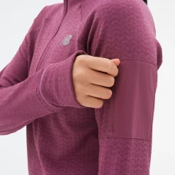 New Balance Løbetøj|Outdoortøj-Heat Grid Half Zip Dame, raisin heather  Raisin heatherMateriale: