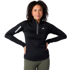 New Balance Løbetøj|Løbetøj-Heat Grid Half Zip Løbetrøje Dame Black