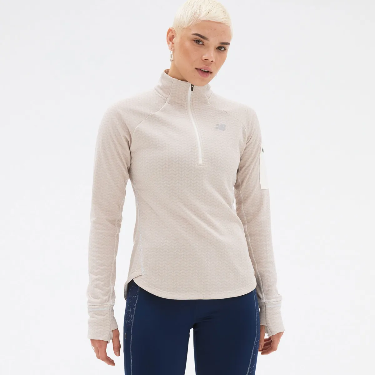 New Balance Løbetøj|Outdoortøj-Heat Grid Half Zip Dame, sea salt Sea salt heatherMateriale: