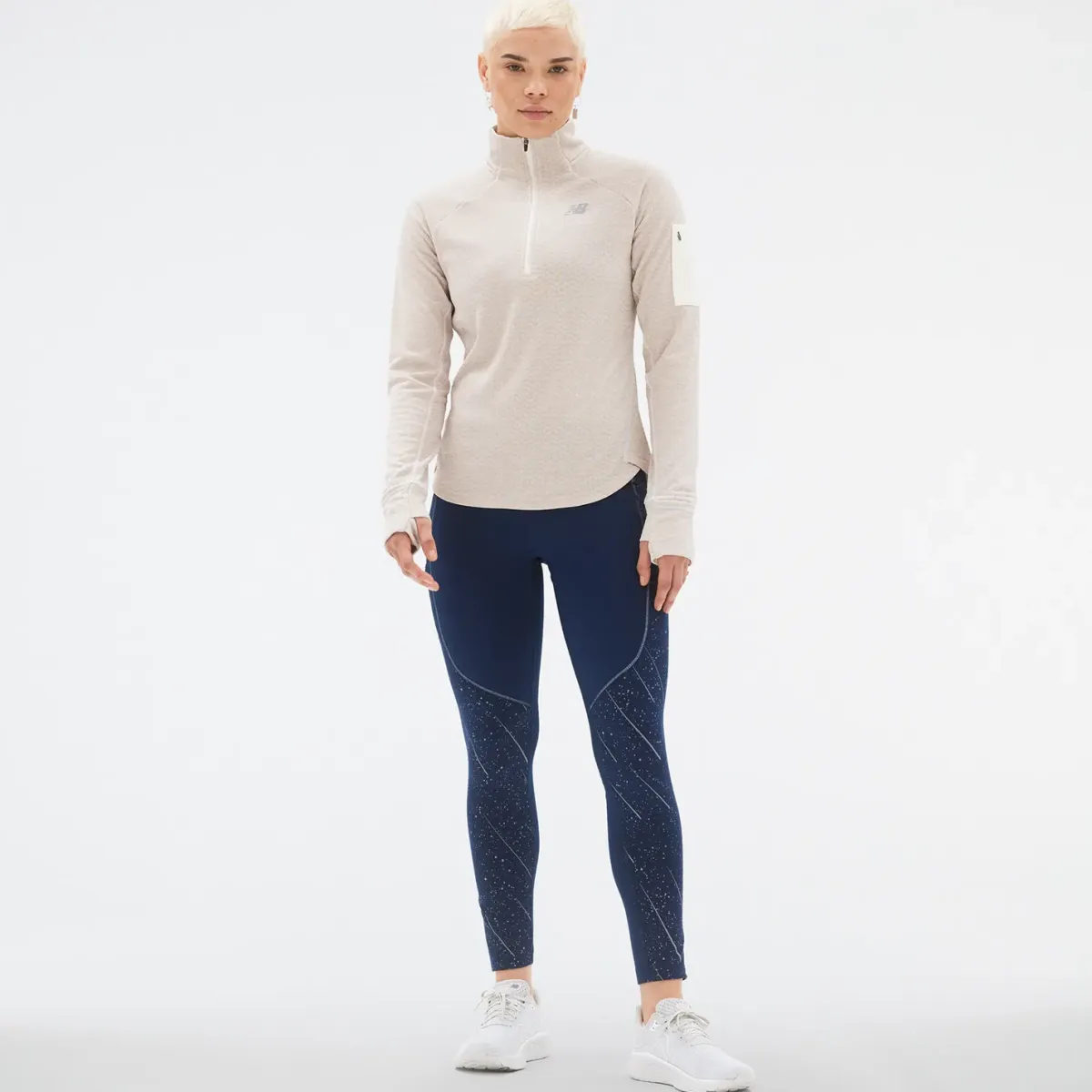 New Balance Løbetøj|Outdoortøj-Heat Grid Half Zip Dame, sea salt Sea salt heatherMateriale: