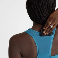 New Balance Træningstøj|Træningstøj-Sleek Medium Support Pocket Sports BH  Petroleum Blue