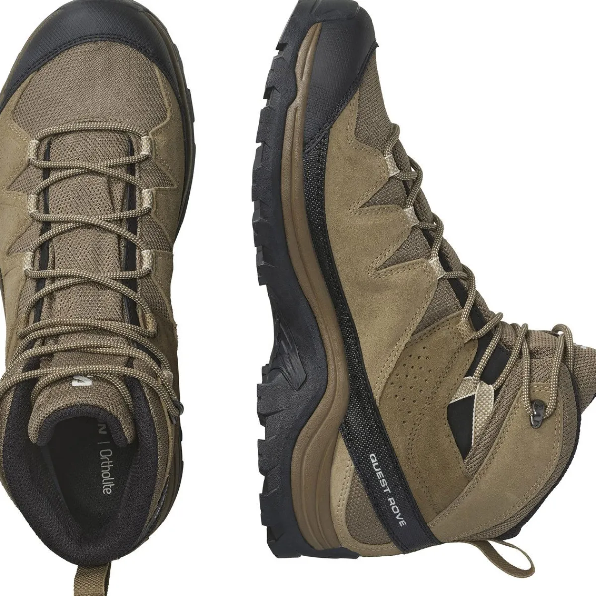 Salomon Vinterfodtøj|Fodtøj-Quest Rove Gore-Tex Vandrestøvle Herre Kangaro / Kelp / Black