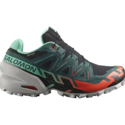 Salomon Fodtøj|Løbesko-Speedcross 6 Gore-Tex Damesko Black / Electric Green / Cherry Tomato