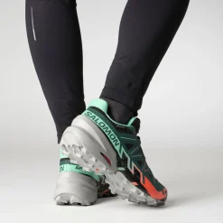 Salomon Fodtøj|Løbesko-Speedcross 6 Gore-Tex Damesko  Black / Electric Green / Cherry Tomato