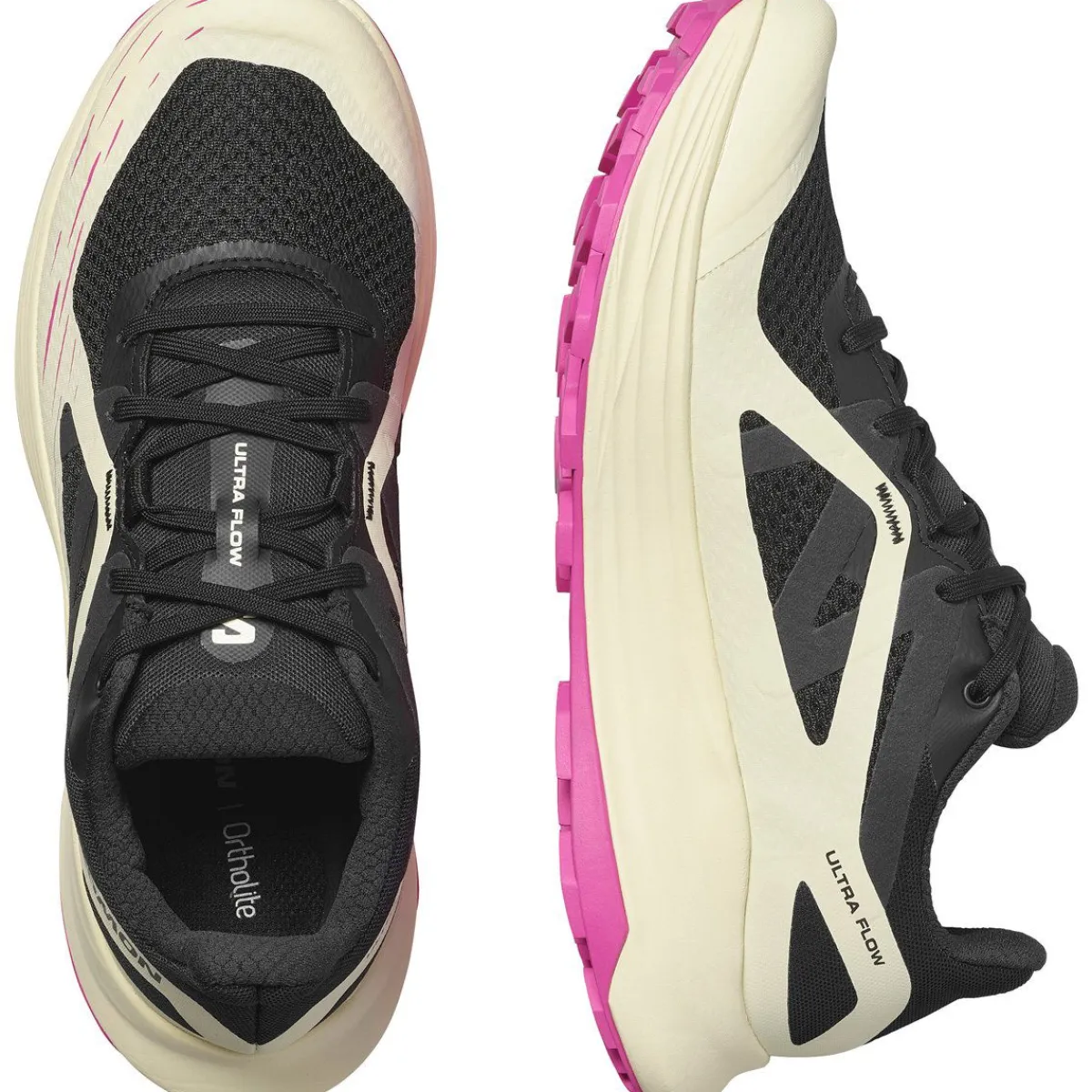 Salomon Løbesko|Fritidssko-Ultra Flow Løbesko Dame Black / Transparent Yellow / Rose Violet