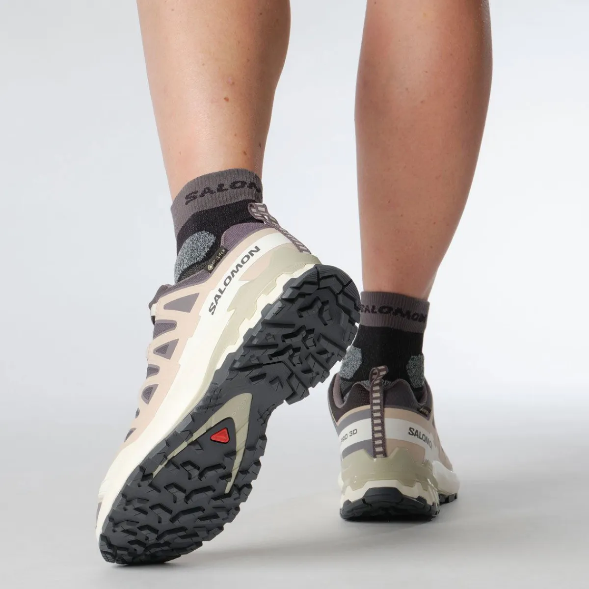 Salomon Vinterfodtøj|Fodtøj-XA PRO 3D V9 Gore-Tex Damesko Nine Iron / Oxford Tan / Alfalfa