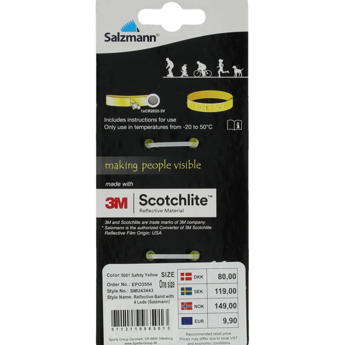 SALZMANN Løbeudstyr|Løbeudstyr-Reflective Band 4 LEDs