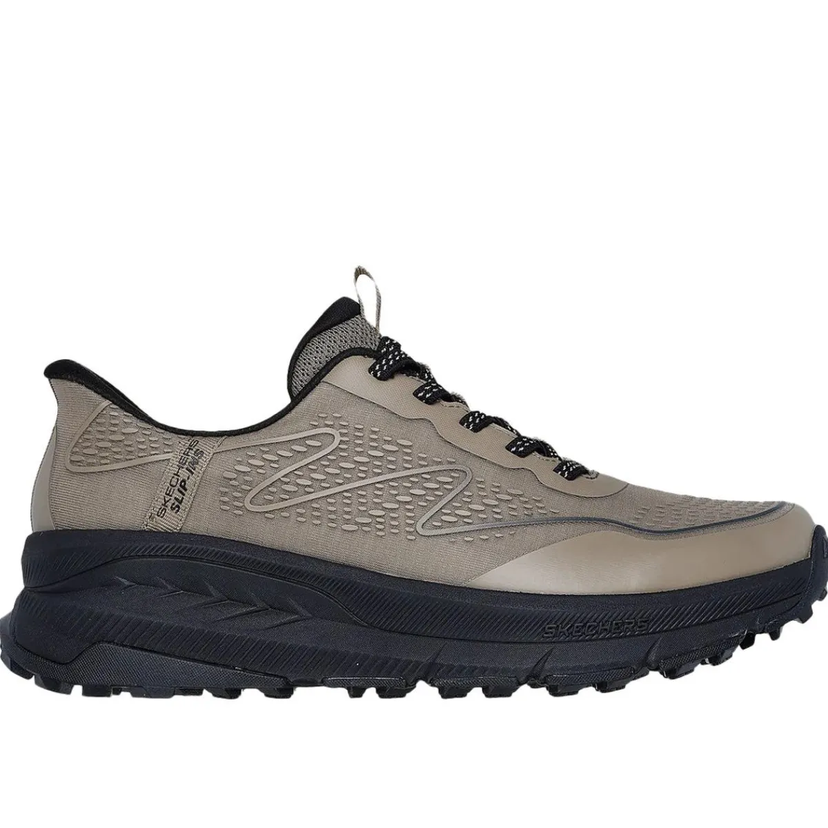 Skechers Fritid Fodtøj|Vandresko-Skechers Switch Back - Mist Herresko Taupe / Black