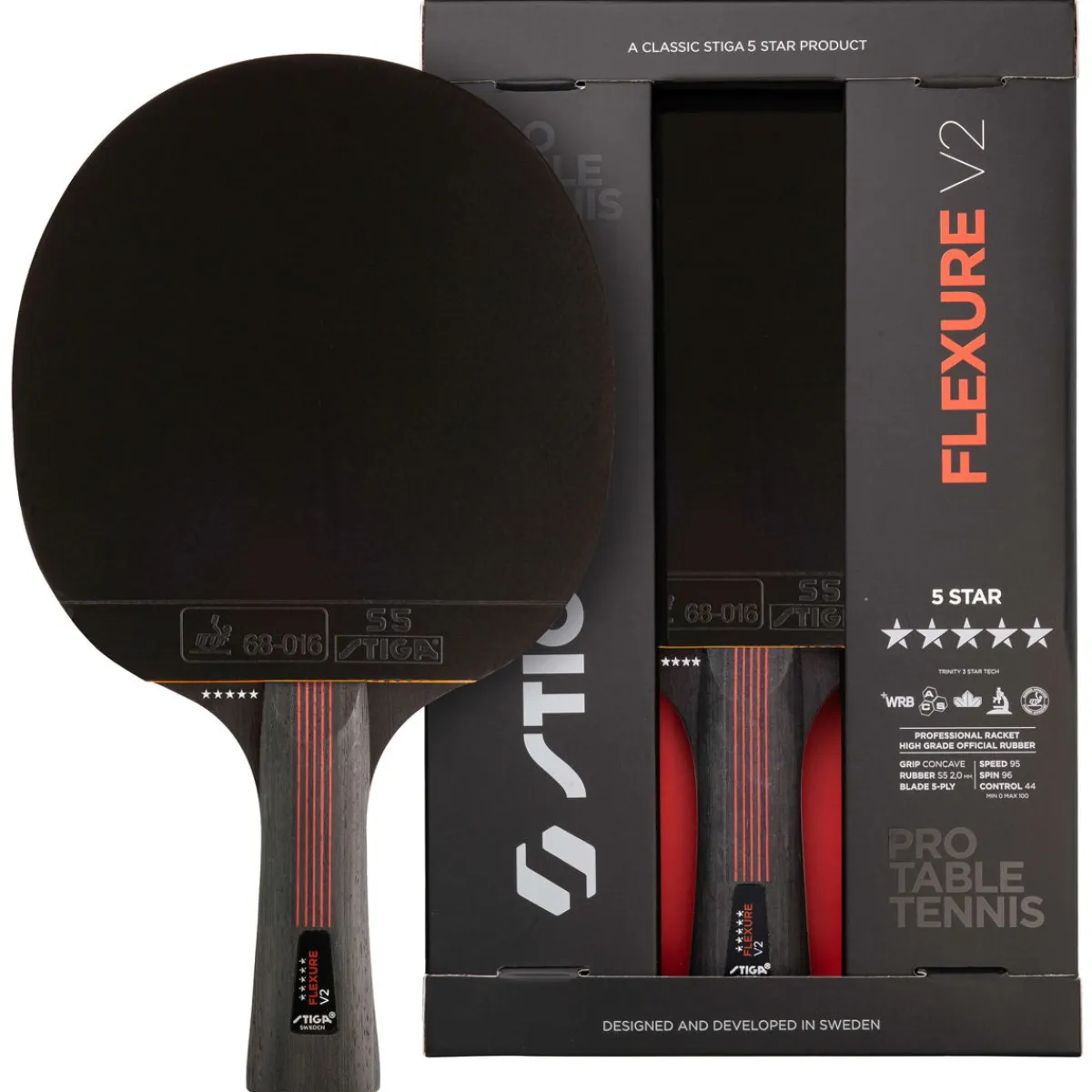Stiga Bordtennisbat-Flexure V2 5-stjernet Bordtennisbat