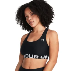 Under Armour Træningstøj|Træningstøj-HeatGear® Mid Branded Sports BH Dame  Black / White