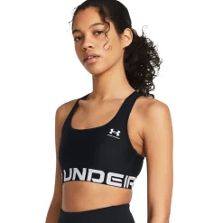 Under Armour Træningstøj|Træningstøj-HeatGear® Mid Branded Sports BH Dame  Black / White