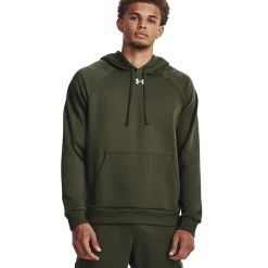 Under Armour Træningstøj|Træningstøj-Rival Fleece Hoodie Herre, green  390 Marine OD Green / White