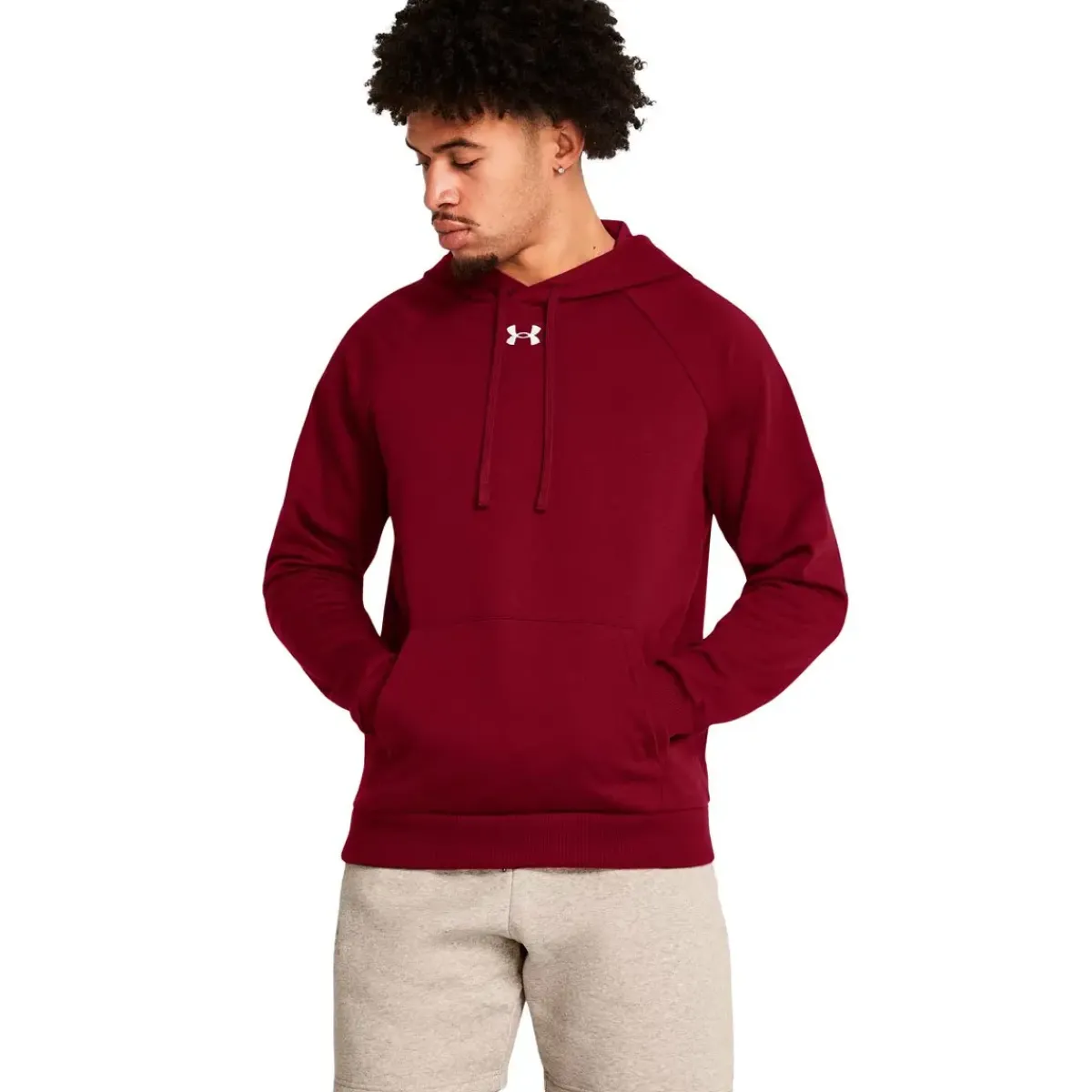 Under Armour Træningstøj|Træningstøj-Rival Fleece Hoodie Herre, cardinal 625 Cardinal / White
