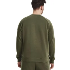 Under Armour Træningstøj|Træningstøj-Rival Fleece Crew Herre  390 Marine OD Green / White