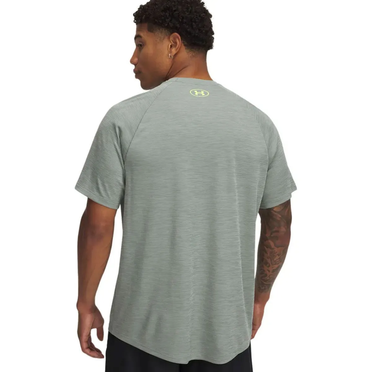 Under Armour Håndboldtøj|Fodboldtøj-Tech Textured Trænings T-shirt Herre 348 Silica Green / Hydro Green