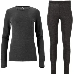 Whistler Skitøj|Vintertøj-Cerro Merinould Skiundertøjssæt Dame, black  1001 BlackMateriale: 85% Merinould 15% Lyocell (silkeagtigt mod huden)  Funktionelt undertøj med merinould har den egenskab at holde kropstemperaturen stabil i al slags vejr. Velegnet til mange former for udendørs aktiviteter. Eller indendørs, hvis der skal spares lidt på varmeregningen.Fakta:- 85% af produktet indeholder super blødt "Merinould" som ikke kradser mod huden- 15% er materialet lyocell (naturmateriale), der føles silkeagtigt mod huden. Bidrager til både varme og åndbarhed/svedtransport.   - Ingen generende syninger- Pasformen er tætsiddende, men giver samtidig god bevægelsesfrihed - Hurtigtørrende, åndbart og antibakteriel materiale - Blandingen af merinould og lyocell, sikrer en god temperaturregulering for kroppen - Kan benyttes til de fleste udendørsaktiviteter, så som løbeturen, skituren og til vandreturen- Isolationsevne til ca. minus 30 graderDetaljer
